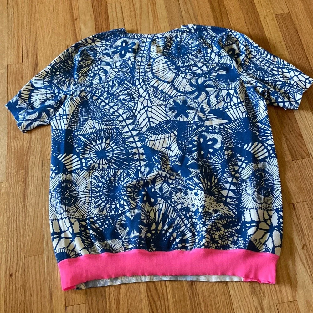 Tory Burch Blue Baltic Sea Dream Catcher Print Crewneck Sweater size M - Picture 4 of 5